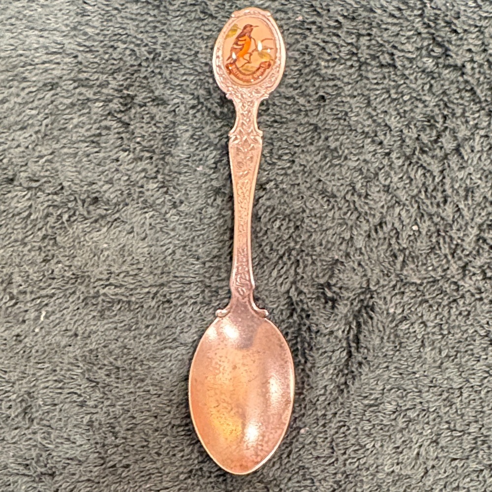 Vintage Decorative Souvenir Silver Spoon Baltimore Oriole Bird Design Maryland